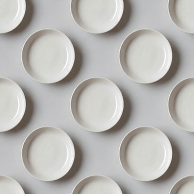 White Plates Pattern on Gray Background