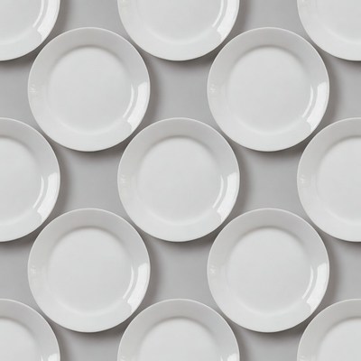 White Plates Seamless Pattern