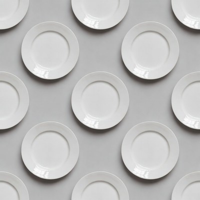 White Plates Pattern on Gray Background