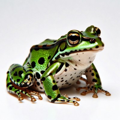 Green tree frog on white background