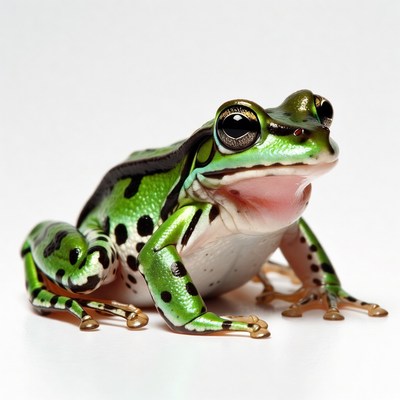 Green tree frog with open mouth