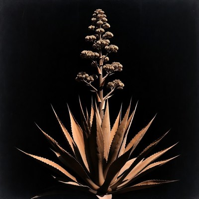 Agave Plant on Black Background