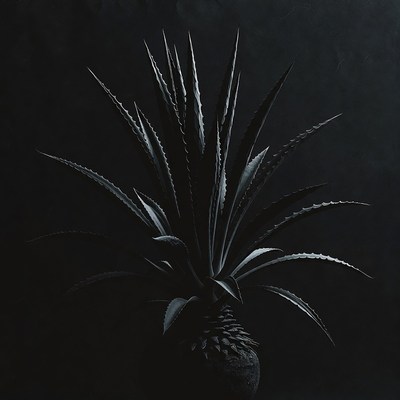 Black Agave Plant on Dark Background