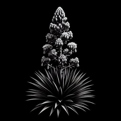 Agave Plant on Black Background