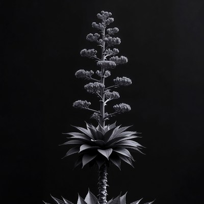 Agave Plant on Black Background