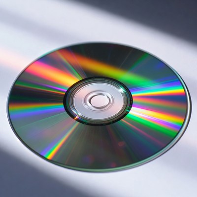 Colorful CD Disc with Rainbow Reflections