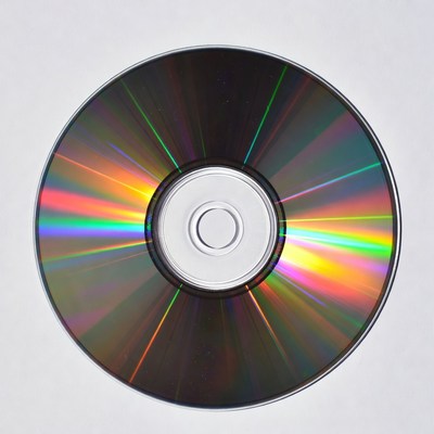 Shiny CD Disc on White Background
