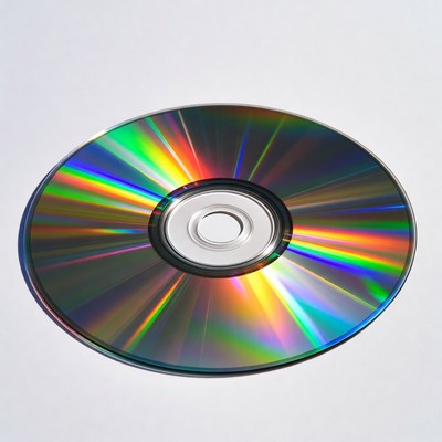 Shiny CD Disc on White Background