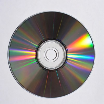 Shiny CD Disc on White Background