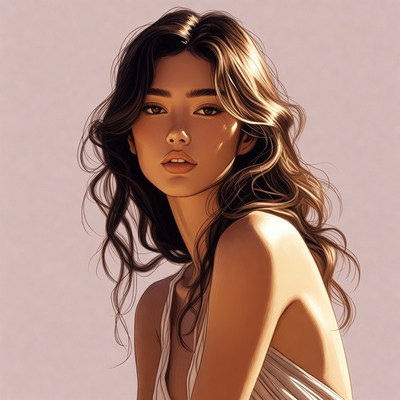 Beautiful Asian woman with wavy hair