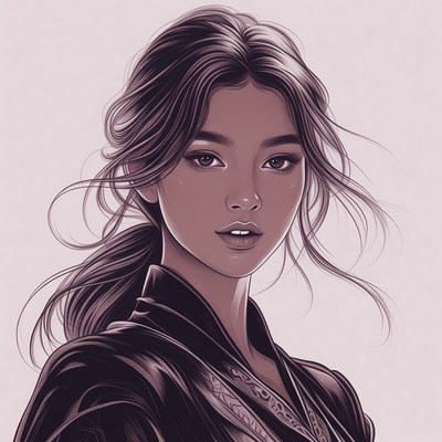 Beautiful Asian woman in black hanbok