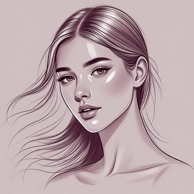 Beautiful woman with flowing hair