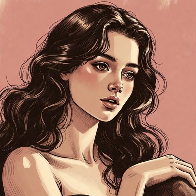 Beautiful woman with long wavy hair