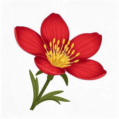 Red Anemone Flower Illustration