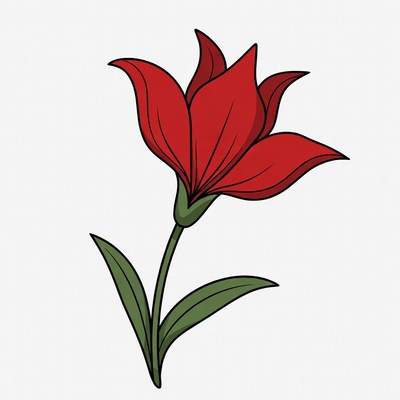 Red Lily Flower Illustration