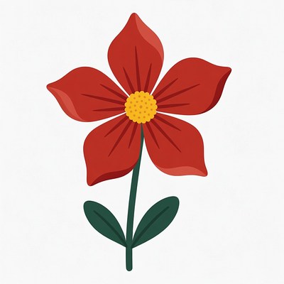 Red Flower with Yellow Center