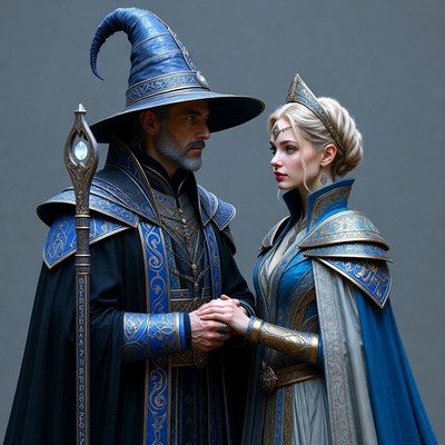 Wizard and Sorceress Holding Hands