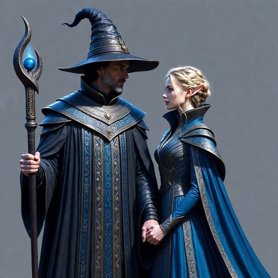 Wizard and Sorceress Holding Hands