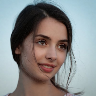 Beautiful woman with dark hair smiling