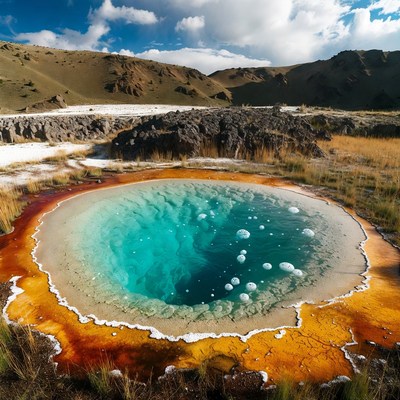 Vibrant Turquoise Hot Spring Yellowstone
