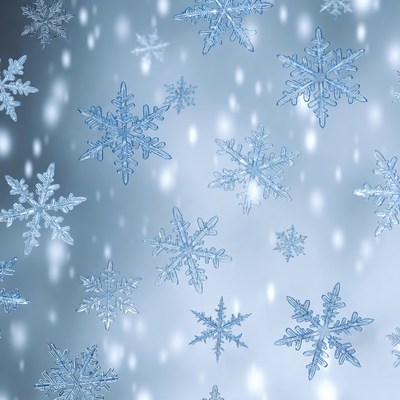 Falling Snowflakes on Blue Background