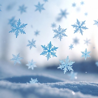 Falling Snowflakes on Snowy Ground