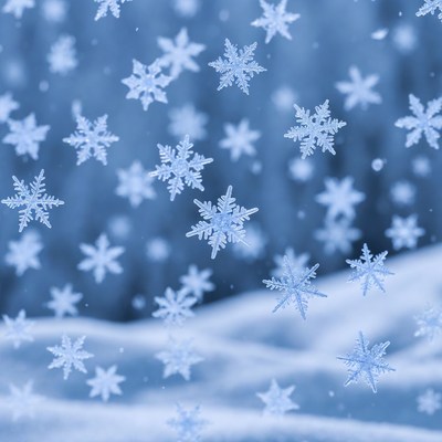 Snowflakes Falling on Snow
