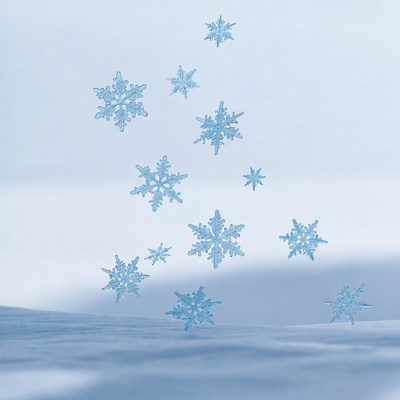 Falling Snowflakes on Blue Background