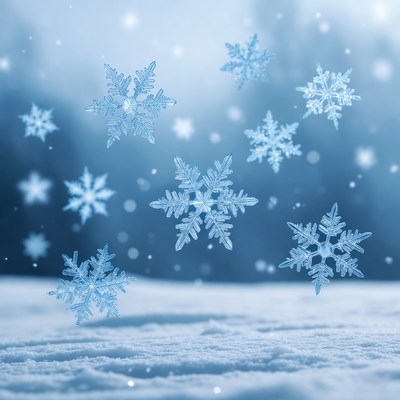 Falling Snowflakes on Snowy Ground