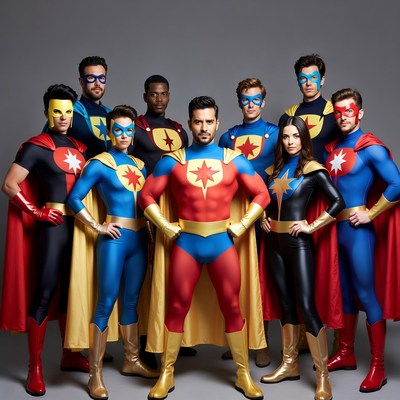 Diverse Superhero Team Posing Together