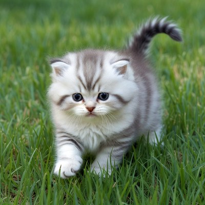 British Shorthair kitten on grass