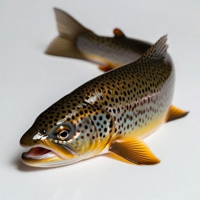 Brown Trout Fish on White Background