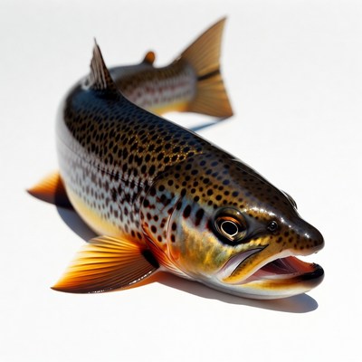 Brown Trout Fish on White Background