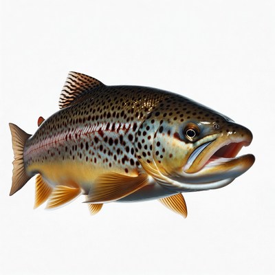 Rainbow Trout Fish on White Background
