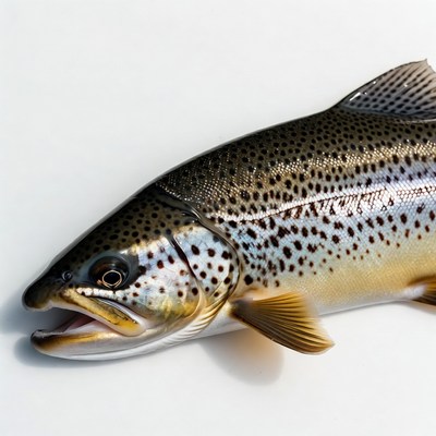 Rainbow Trout on White Background