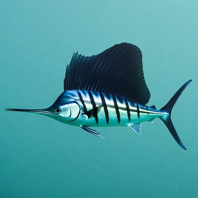 Blue Marlin Swimming Underwater