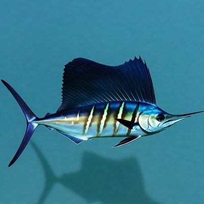 Blue Marlin with Large Dorsal Fin