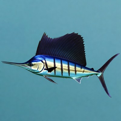 Blue marlin fish swimming