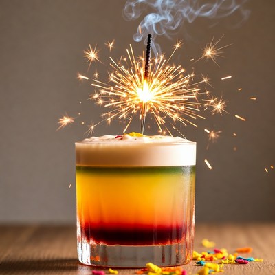 Sparkler on Layered Cocktail Glass