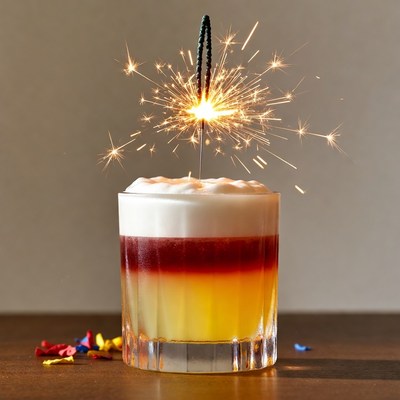 Layered Cocktail with Sparkler