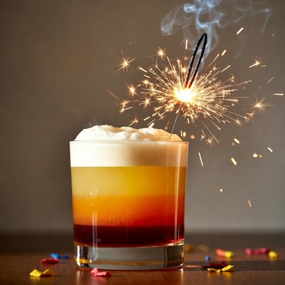 Layered Cocktail with Sparkler
