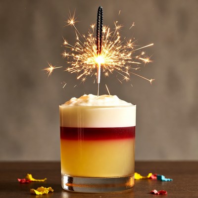 Layered Pousse-Cafe with Sparkler
