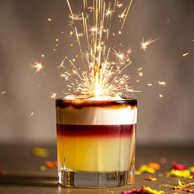 Layered Cocktail with Sparks