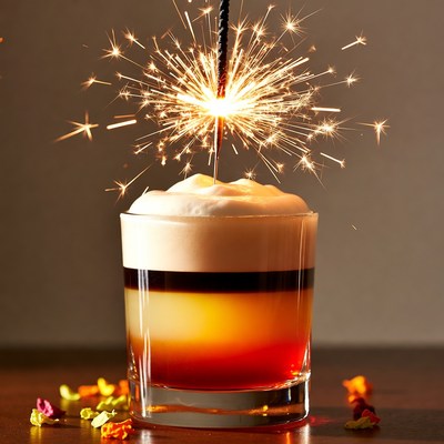 Layered Cocktail with Sparkler