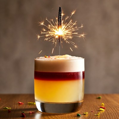 Layered Cocktail with Sparkler