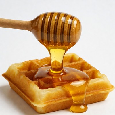 Honey Dripping on Waffle