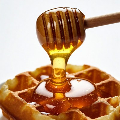 Honey Dripping on Waffle
