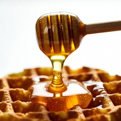 Honey Dripping on Waffle
