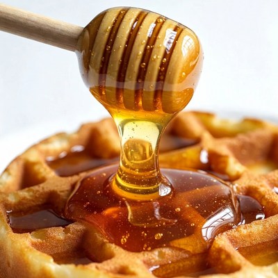Honey Dripping on Waffle