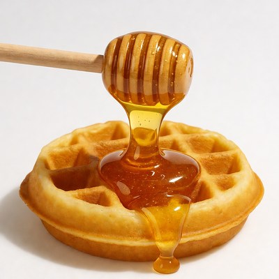 Honey Dripping on Waffle